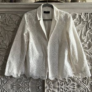 J.Crew White Eyelet Blazer
